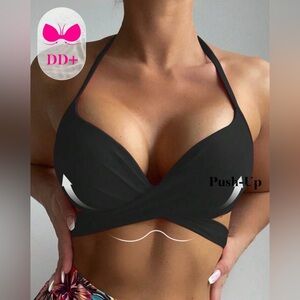 Black Push-Up Halter Bikini Top
